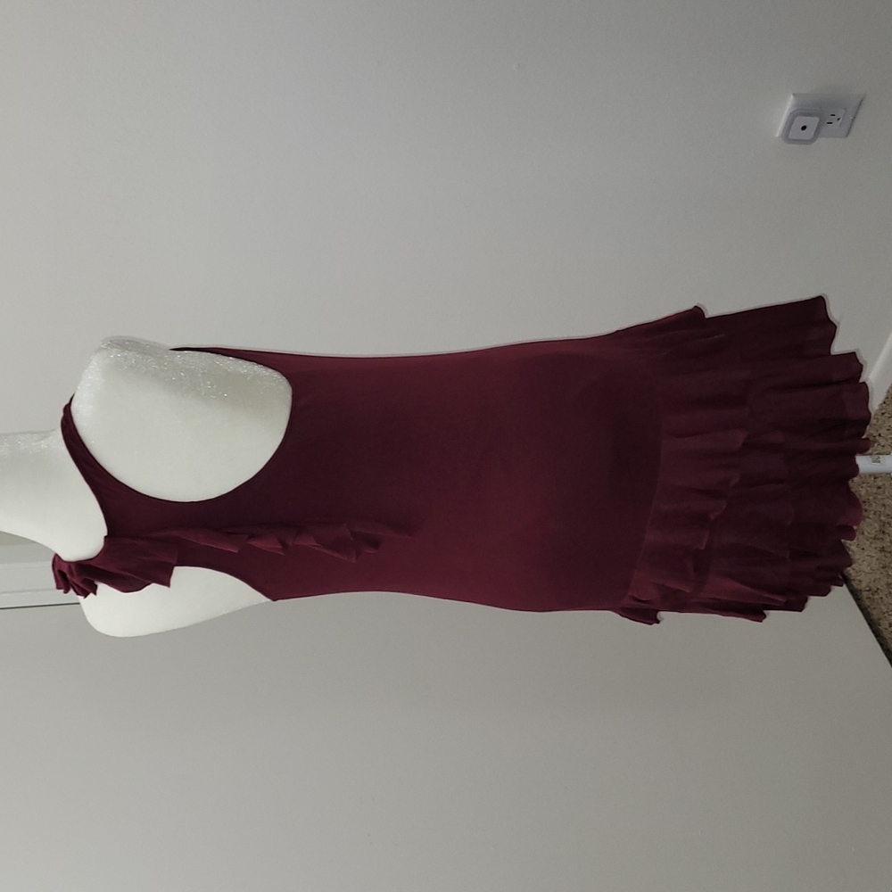 Juicy Couture Burgundy Ruffle Tiered Bottom Mini Summer Dress Size Small GUC - Picture 11 of 16